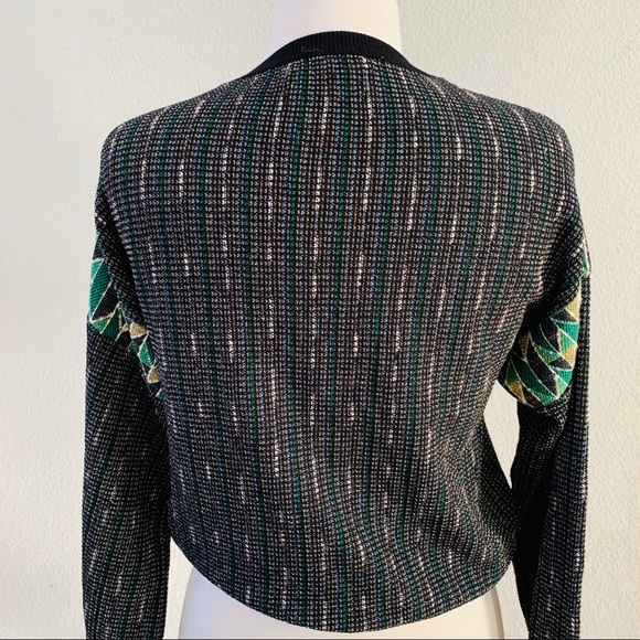 URBAN OUTFITTER metallic knit black green sweater - Picture 3 of 8